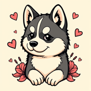 Kawaii Husky Tattoo