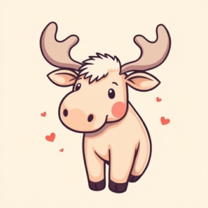 Kawaii Moose Tattoo