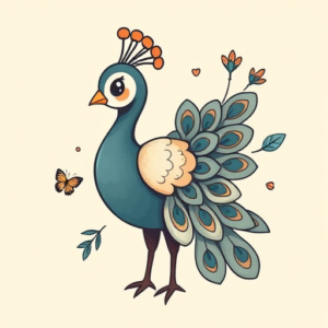 Kawaii Peacock Tattoo