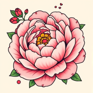 Kawaii Peony Tattoo