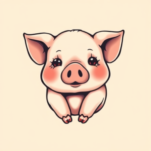 Kawaii Pig Tattoo