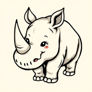 Kawaii Rhino Tattoo