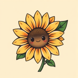 Kawaii Sunflower Tattoo