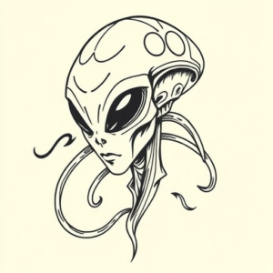 Linework Alien Tattoo
