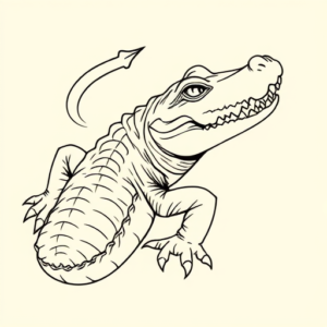 Linework Alligator Tattoo