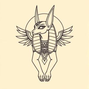 Linework Anubis Tattoo