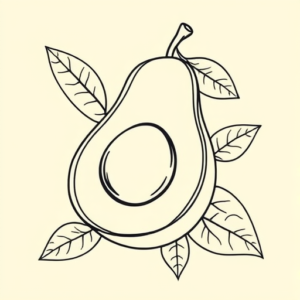 Linework Avocado Tattoo