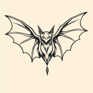 Linework Bat Tattoo