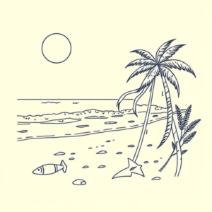 Linework Beach Tattoo