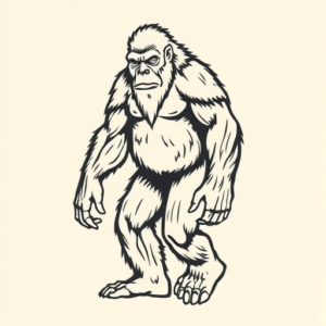 Linework Bigfoot Tattoo