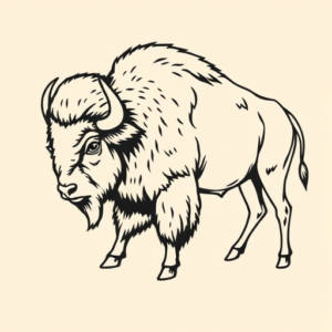 Linework Bison Tattoo