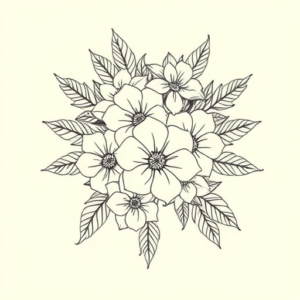 Linework Bouquet Tattoo