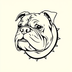 Linework Bulldog Tattoo