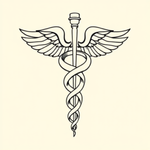 Linework Caduceus Tattoo