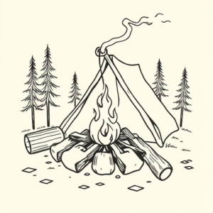 Linework Campfire Tattoo