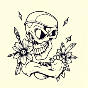 Linework Cartoon Tattoo