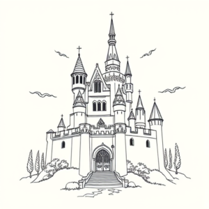 Linework Castle Tattoo