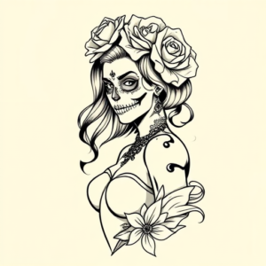 Linework Catrina Tattoo