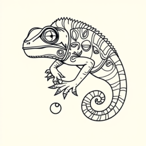 Linework Chameleon Tattoo