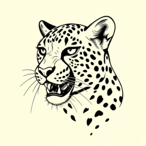 Linework Cheetah Tattoo