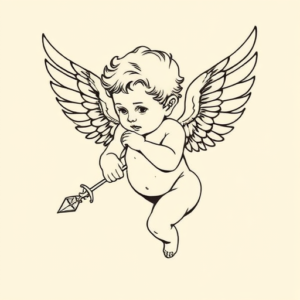 Linework Cherub Tattoo