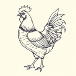 Linework Chicken Tattoo