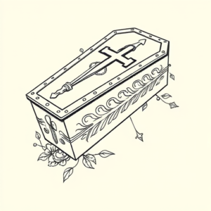 Linework Coffin Tattoo