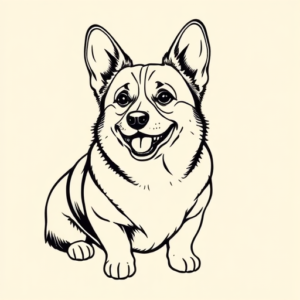 Linework Corgi Tattoo