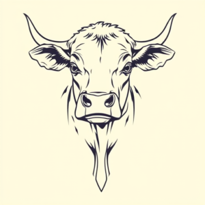 Linework Cow Tattoo