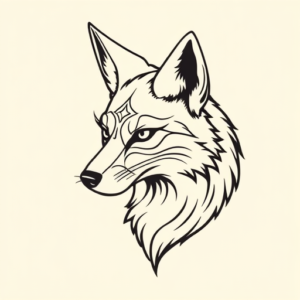 Linework Coyote Tattoo
