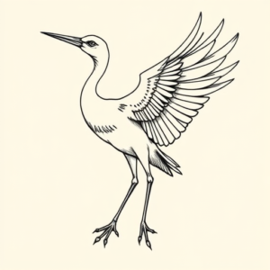 Linework Crane Tattoo