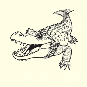 Linework Crocodile Tattoo