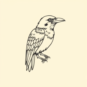 Linework Crow Tattoo