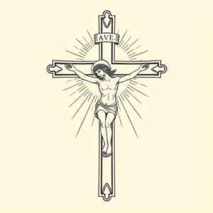 Linework Crucifix Tattoo