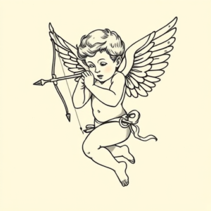 Linework Cupid Tattoo