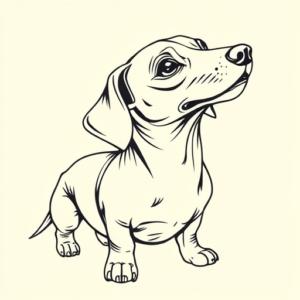 Linework Dachshund Tattoo