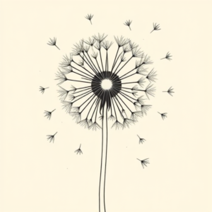 Linework Dandelion Tattoo