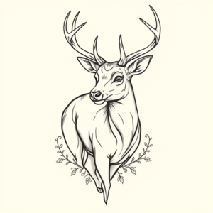 Linework Deer Tattoo