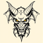 Linework Demon Tattoo