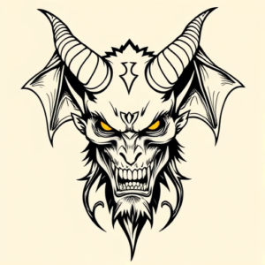 Linework Demon Tattoo