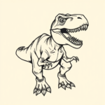 Linework Dinosaur Tattoo
