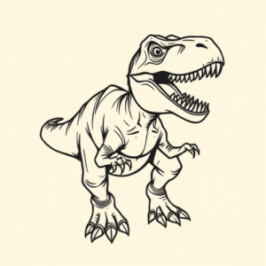 Linework Dinosaur Tattoo