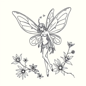 Linework Fairy Tattoo