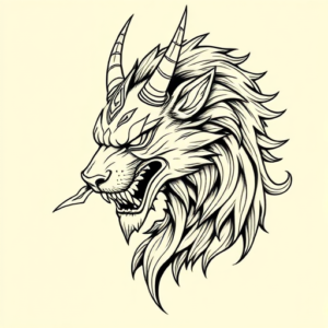 Linework Fenrir Tattoo