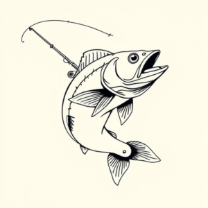 Linework Fishing Tattoo