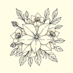 Linework Floral Tattoo
