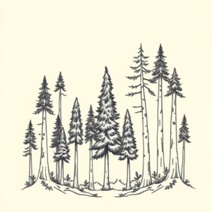 Linework Forest Tattoo