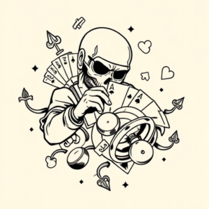 Linework Gambling Tattoo