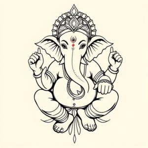Linework Ganesha Tattoo