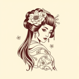Linework Geisha Tattoo